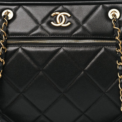 Chanel Shiny Grained Calfskin Quilted Large Travel Bowling Bag Black 8 of 10