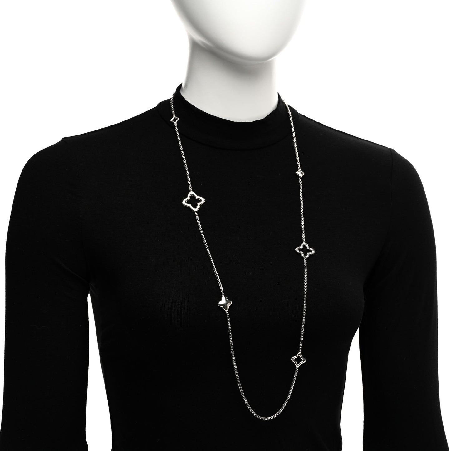 Sterling Silver 25mm Quatrefoil Chain Necklace