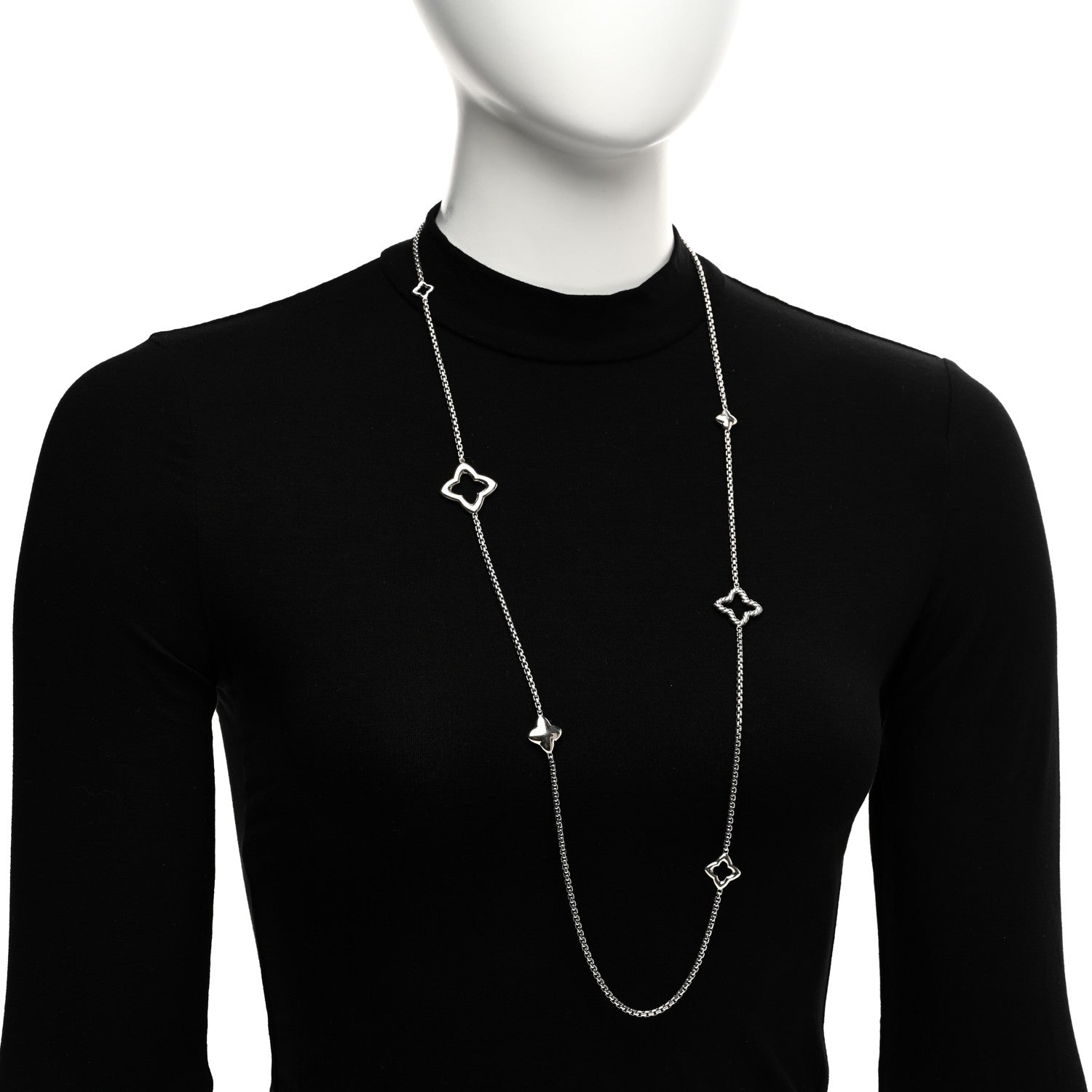 David Yurman Sterling Silver 25mm Quatrefoil Chain Necklace 2 of 4