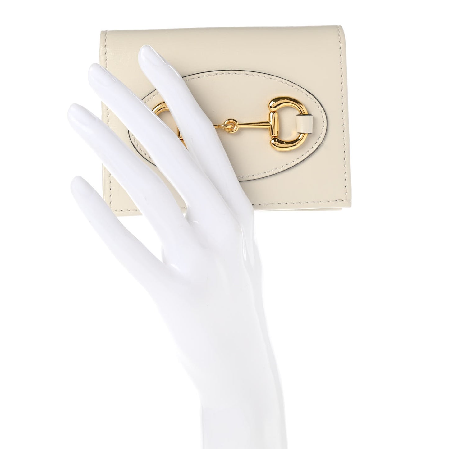 Boarded Plutone Calfskin Horsebit 1955 Card Case Wallet Mystic White