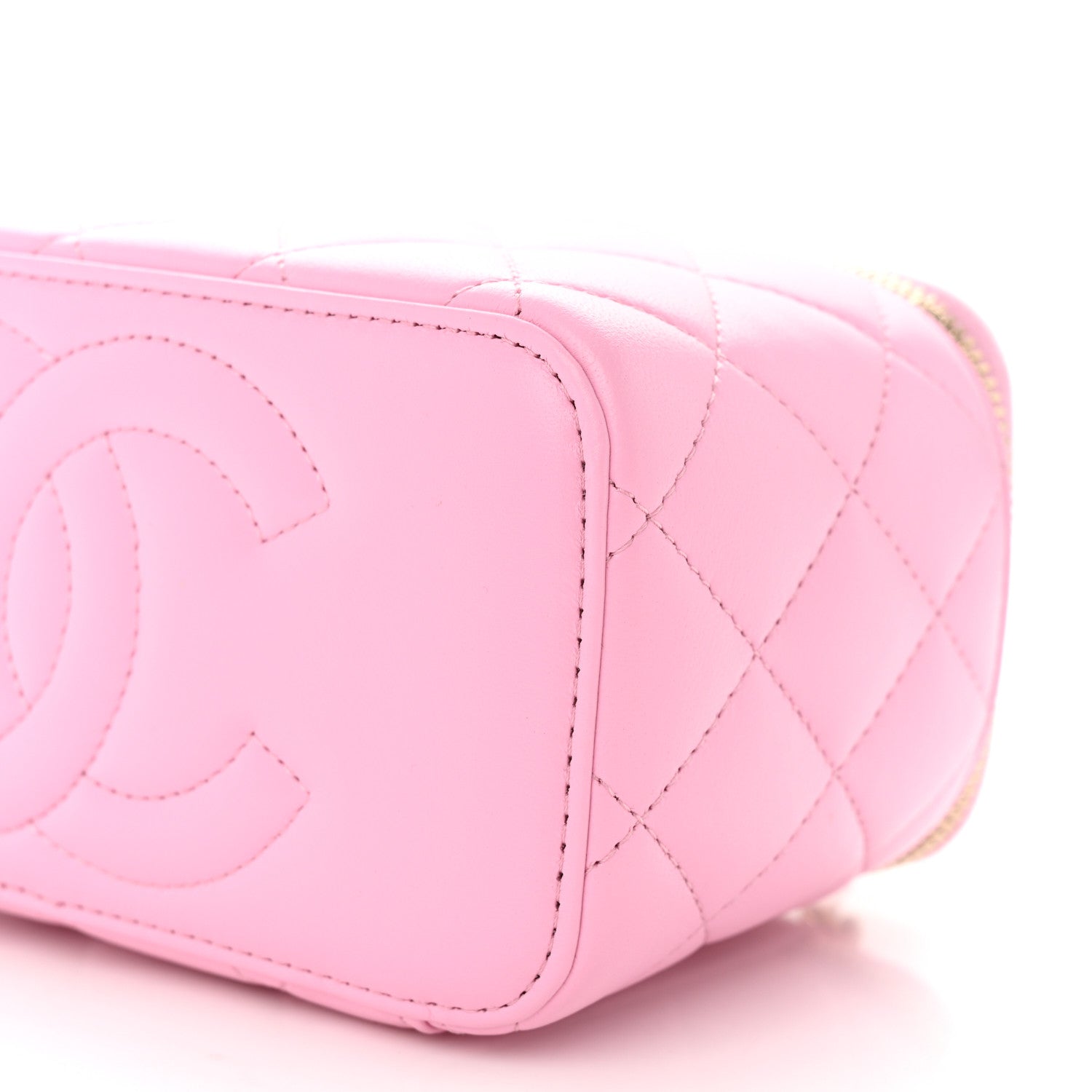 Chanel Lambskin Quilted Small Top Handle Vanity Case With Chain Lilac Light Green 10 of 12