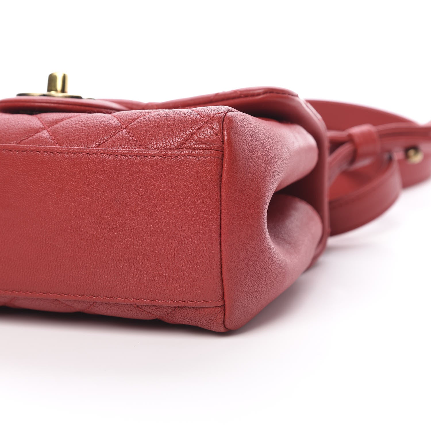 Chanel Shiny Sheepskin Quilted Mini Trapezio Flap Red 10 of 11