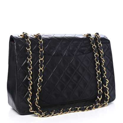Chanel Lambskin Quilted XL Jumbo Single Flap Black 2 of 8