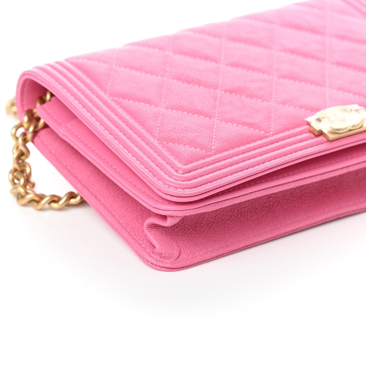 Chanel Caviar Quilted Boy Wallet On Chain WOC Pink 10 of 11