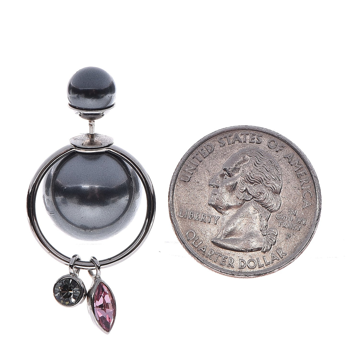 Pearl Crystal Mise En Dior Tribal Dangle Earrings Pink Grey