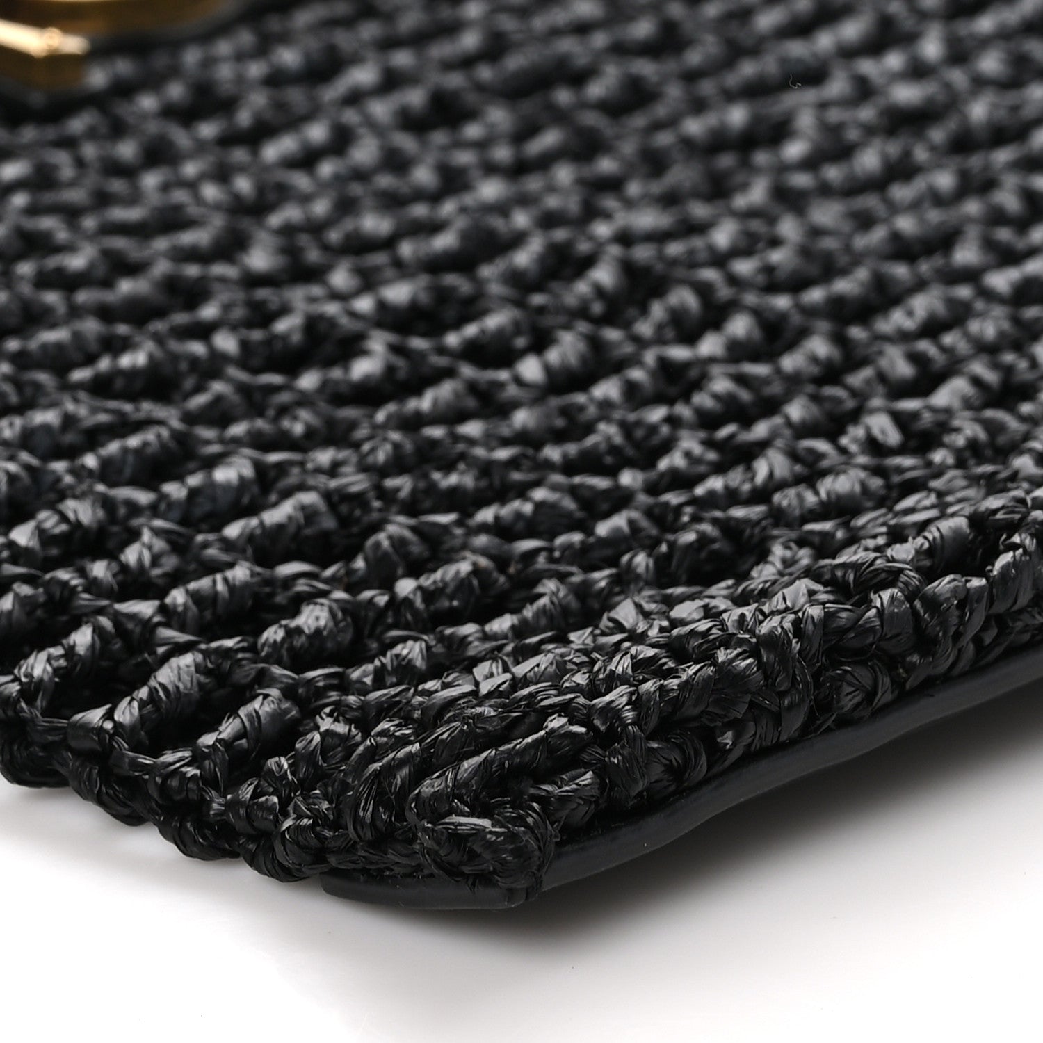 Saint Laurent SAINT LAURENT Raffia Calfskin Oxalis Shoulder Bag Black 9 of 9