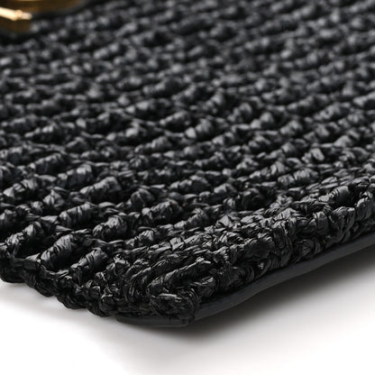 Saint Laurent SAINT LAURENT Raffia Calfskin Oxalis Shoulder Bag Black 9 of 9