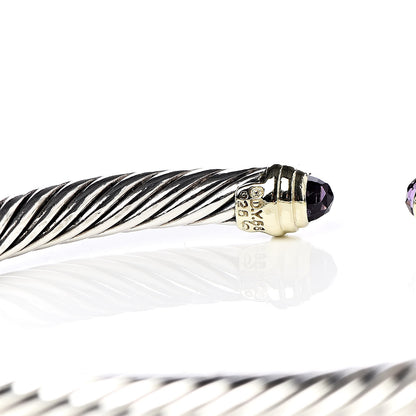 David Yurman Sterling Silver 14K Yellow Gold Amethyst 5mm Cable Classics Petite Color Bracelet 7 of 7