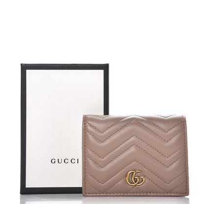 Gucci Calfskin Matelasse GG Marmont Card Case Wallet Porcelain Rose 8 of 8