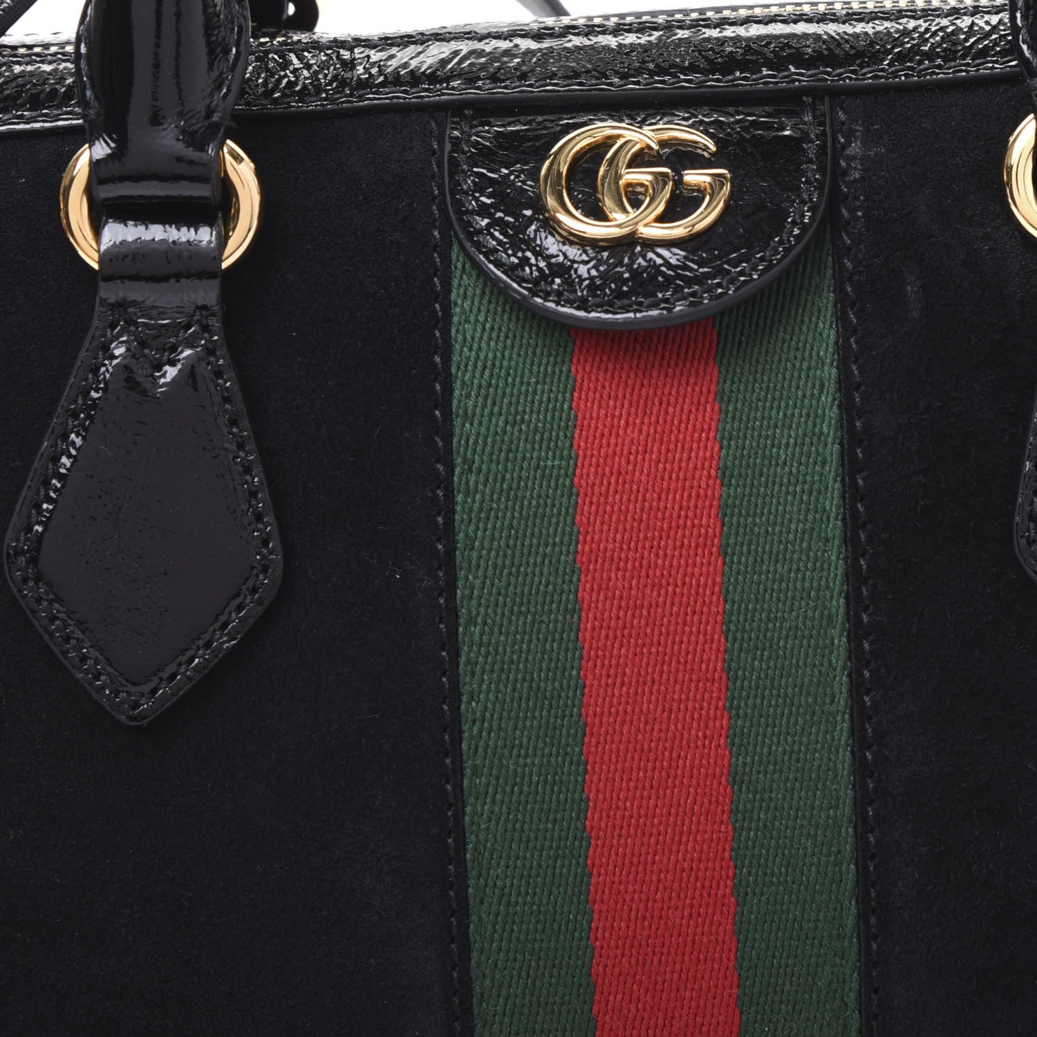 Gucci Suede Patent GG Web Medium Ophidia Boston Black 9 of 10