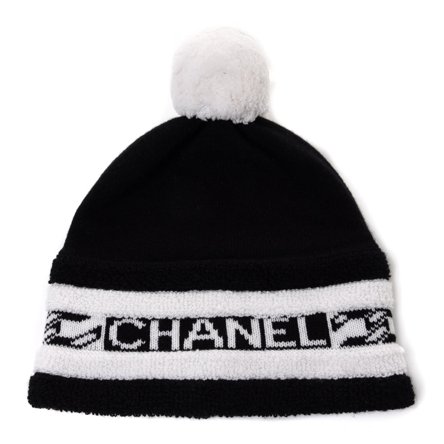 Cashmere CC Beanie Hat Ecru Black