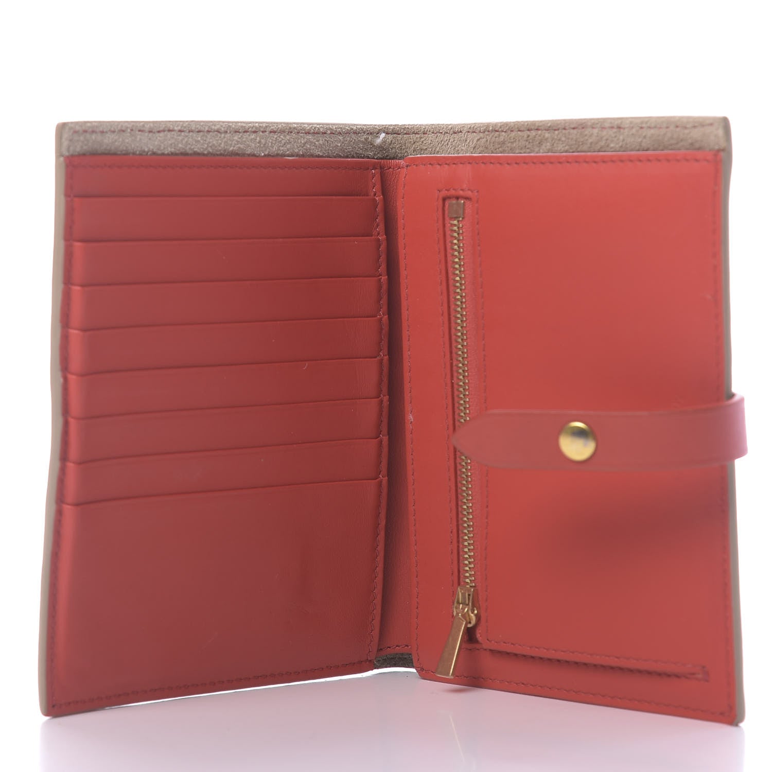 Celine Grained Calfskin Large Multifunction Strap Wallet Pop Red Chalk 5 of 11