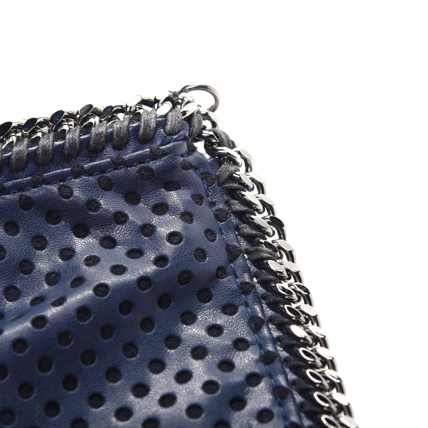 Eco Alter Nappa Perforated Fold Over Clutch Navy