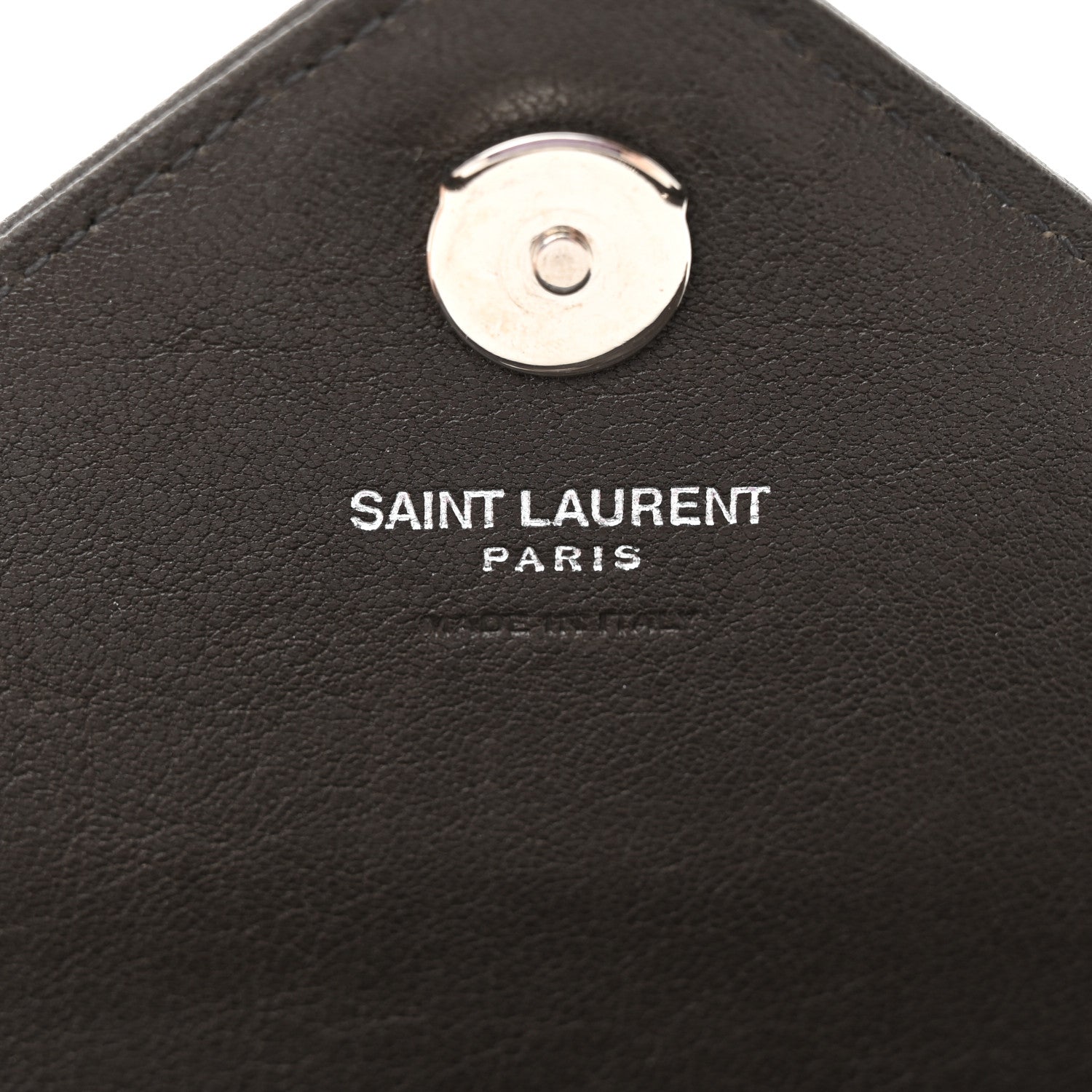 Saint Laurent Sheepskin Matelasse Chevron Monogram College Chain Wallet Coal 6 of 10