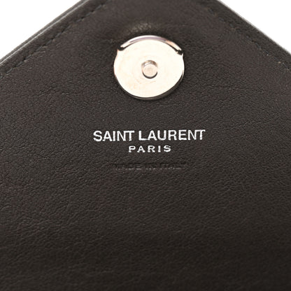 Saint Laurent Sheepskin Matelasse Chevron Monogram College Chain Wallet Coal 6 of 10