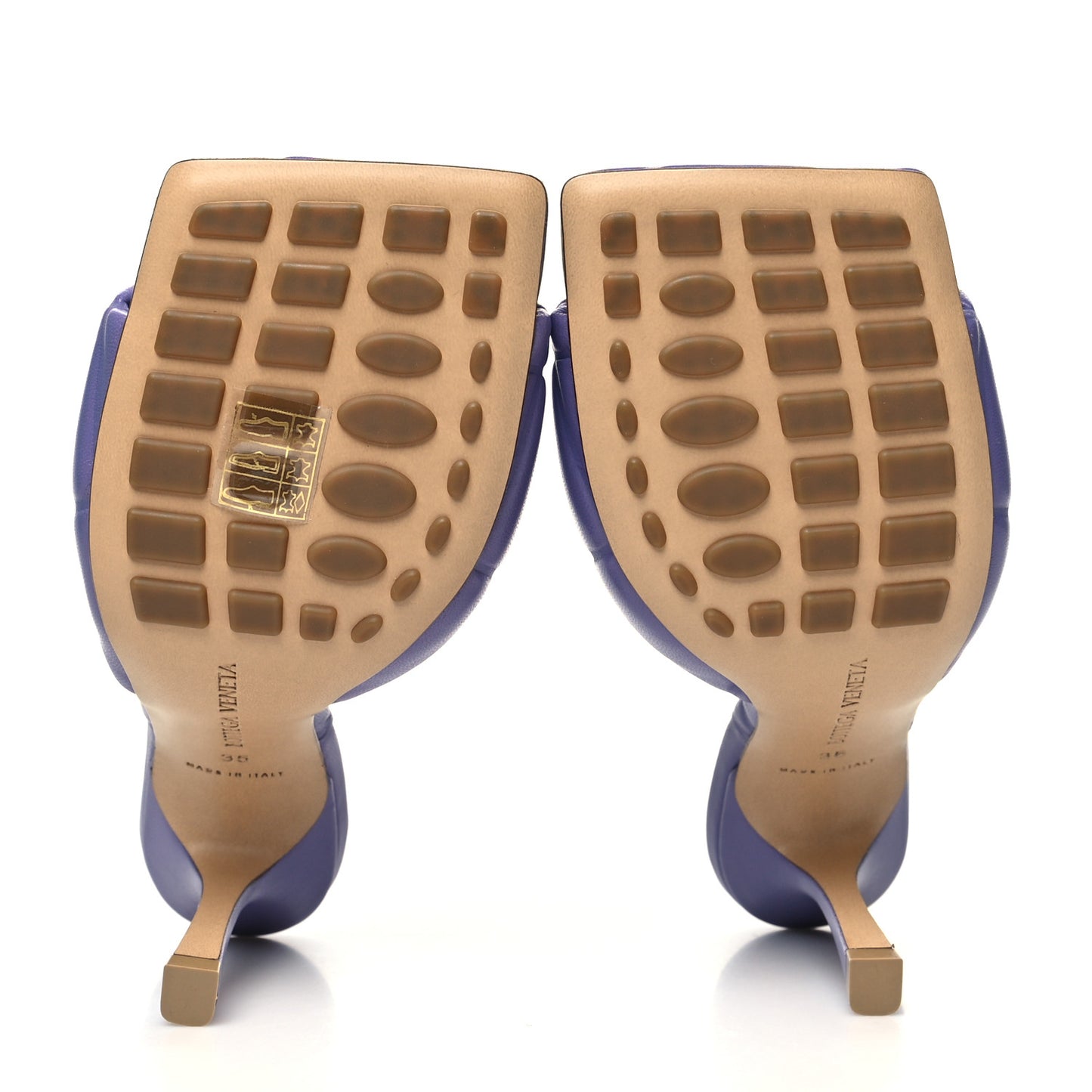 Nappa Quilted Rubber Lido Mule Sandals 35 Lavender