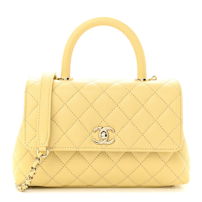 Chanel Caviar Quilted Mini Coco Handle Flap Yellow 1 of 10