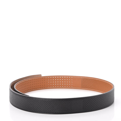 Hermes Epsom Perforated 32mm Belt Strap 80 Black Gold 2 of 5