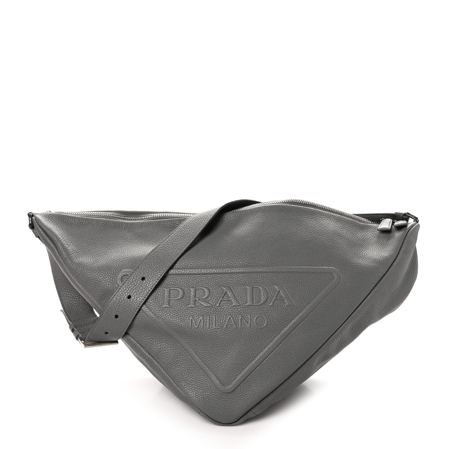Vitello Daino Triangle Shoulder Bag Grey
