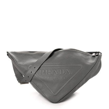 Prada Vitello Daino Triangle Shoulder Bag Grey 1 of 9