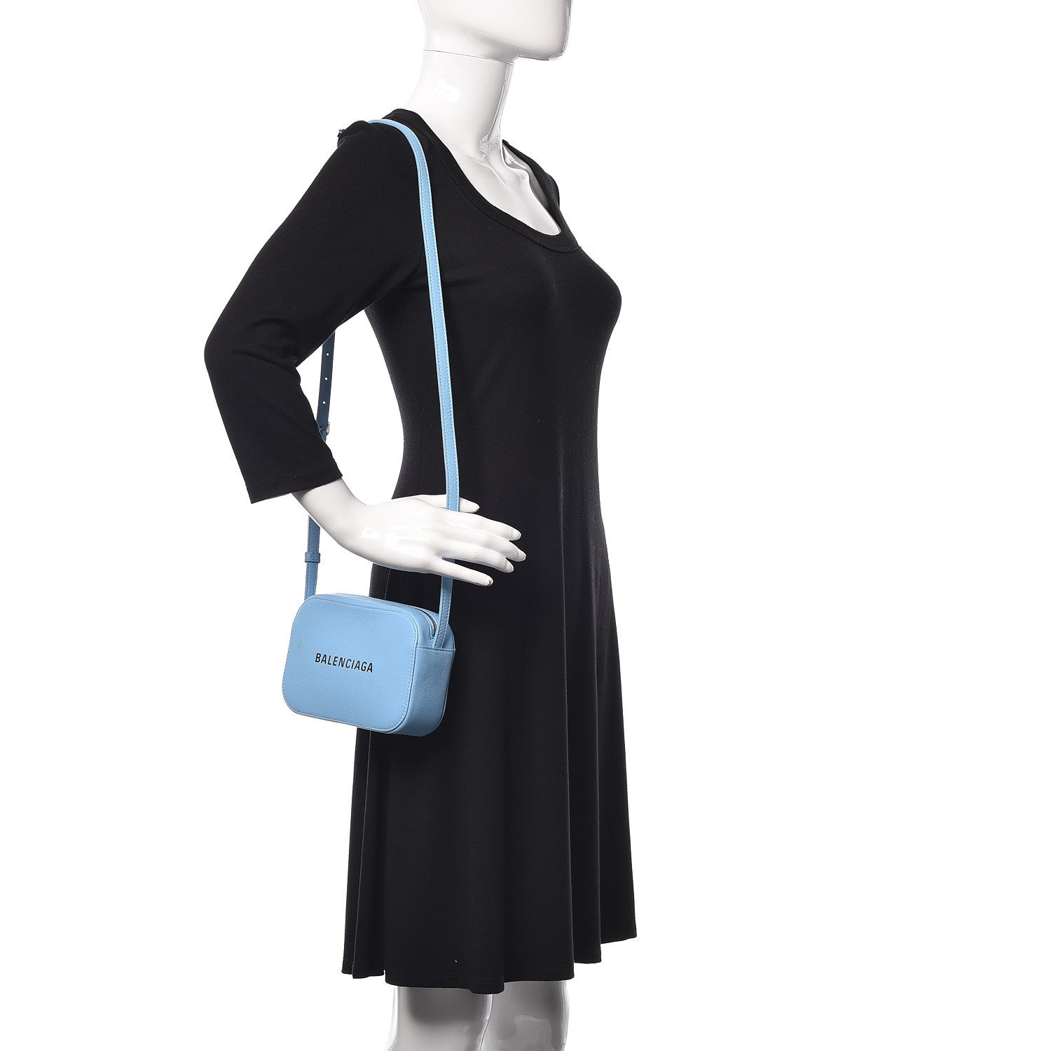 Balenciaga Calfskin XS Everyday Camera Bag Baby Blue Black 2 of 10