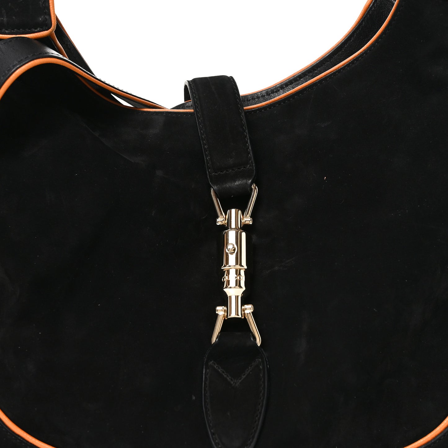 Nubuck Medium New Jackie Shoulder Bag Black Orange