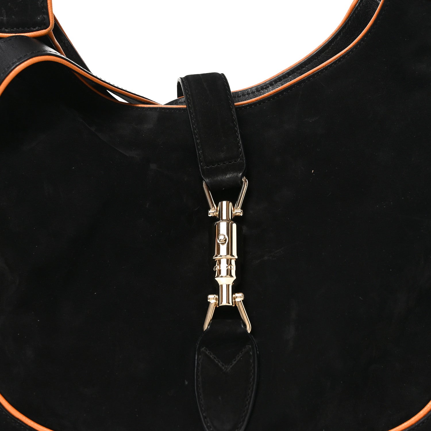 Gucci Nubuck Medium New Jackie Shoulder Bag Black Orange 8 of 10