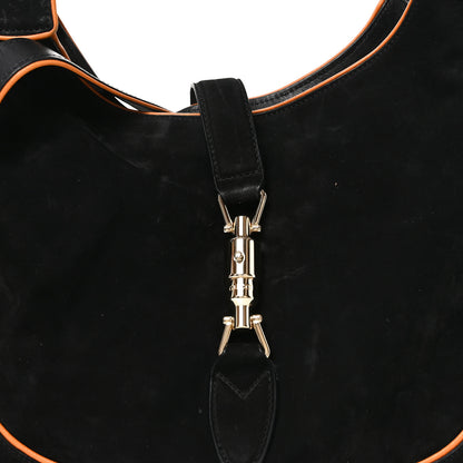 Gucci Nubuck Medium New Jackie Shoulder Bag Black Orange 8 of 10
