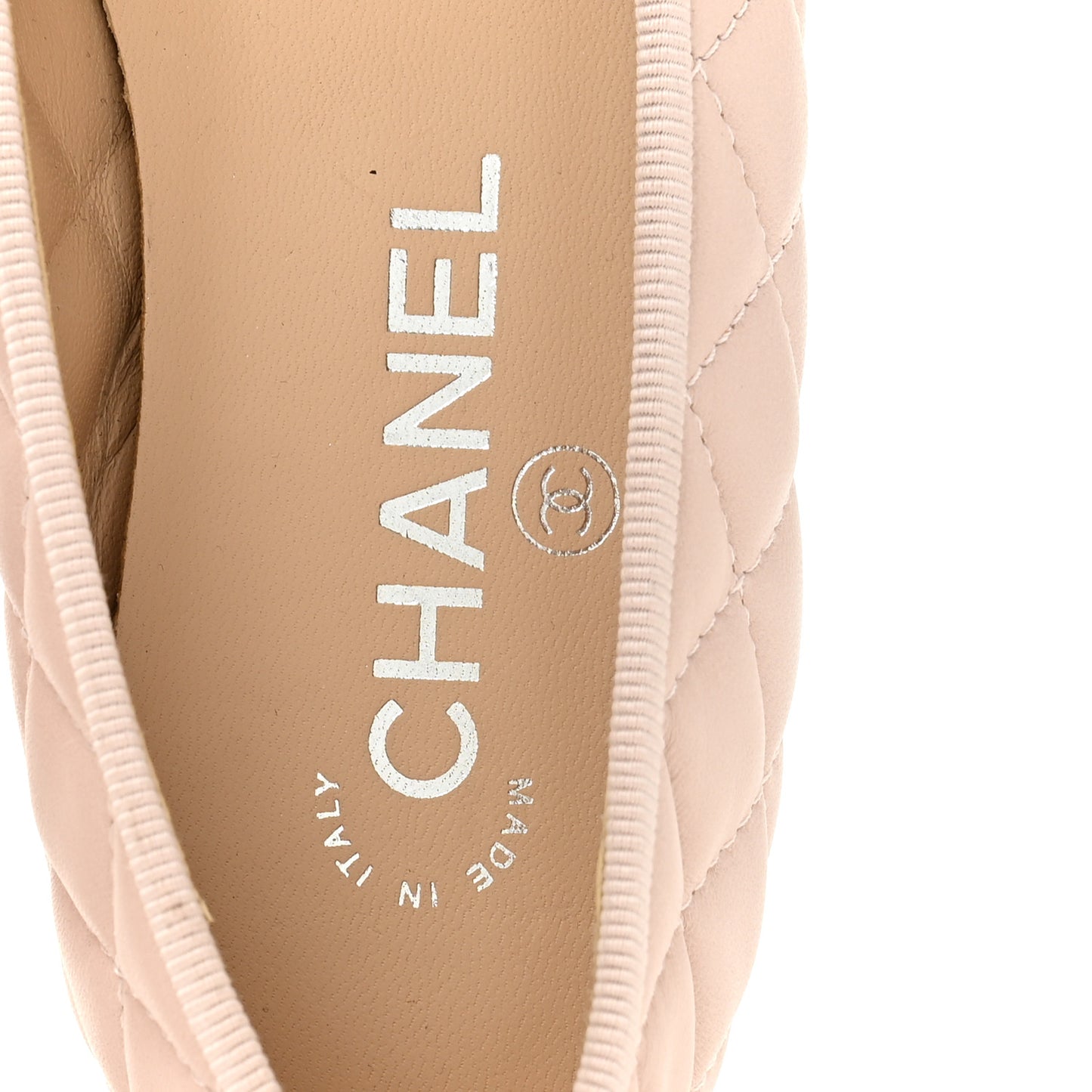 Lambskin Quilted CC Cap Toe Ballerina Flats 36 Light Pink