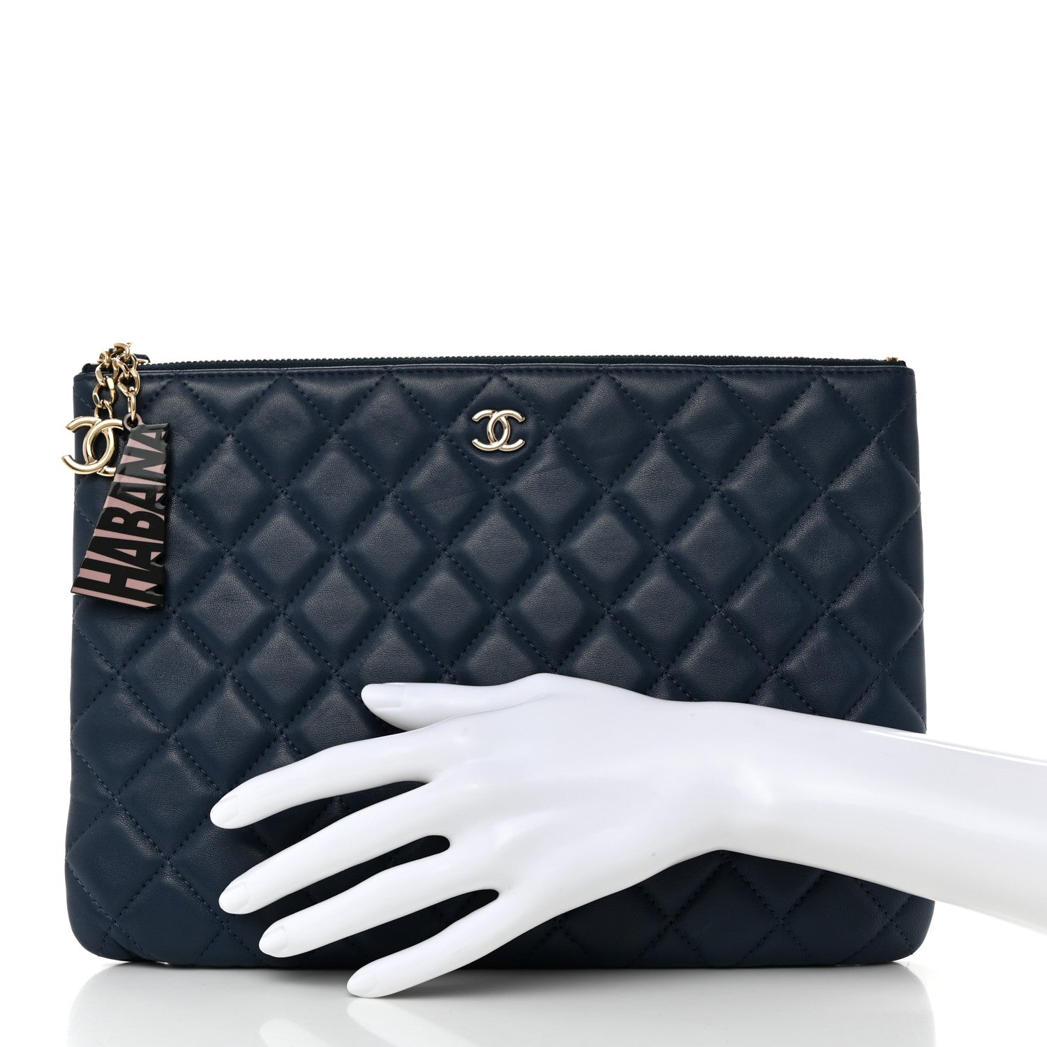 Chanel Lambskin Quilted Medium Cuba Cosmetic Case Navy 2 of 7