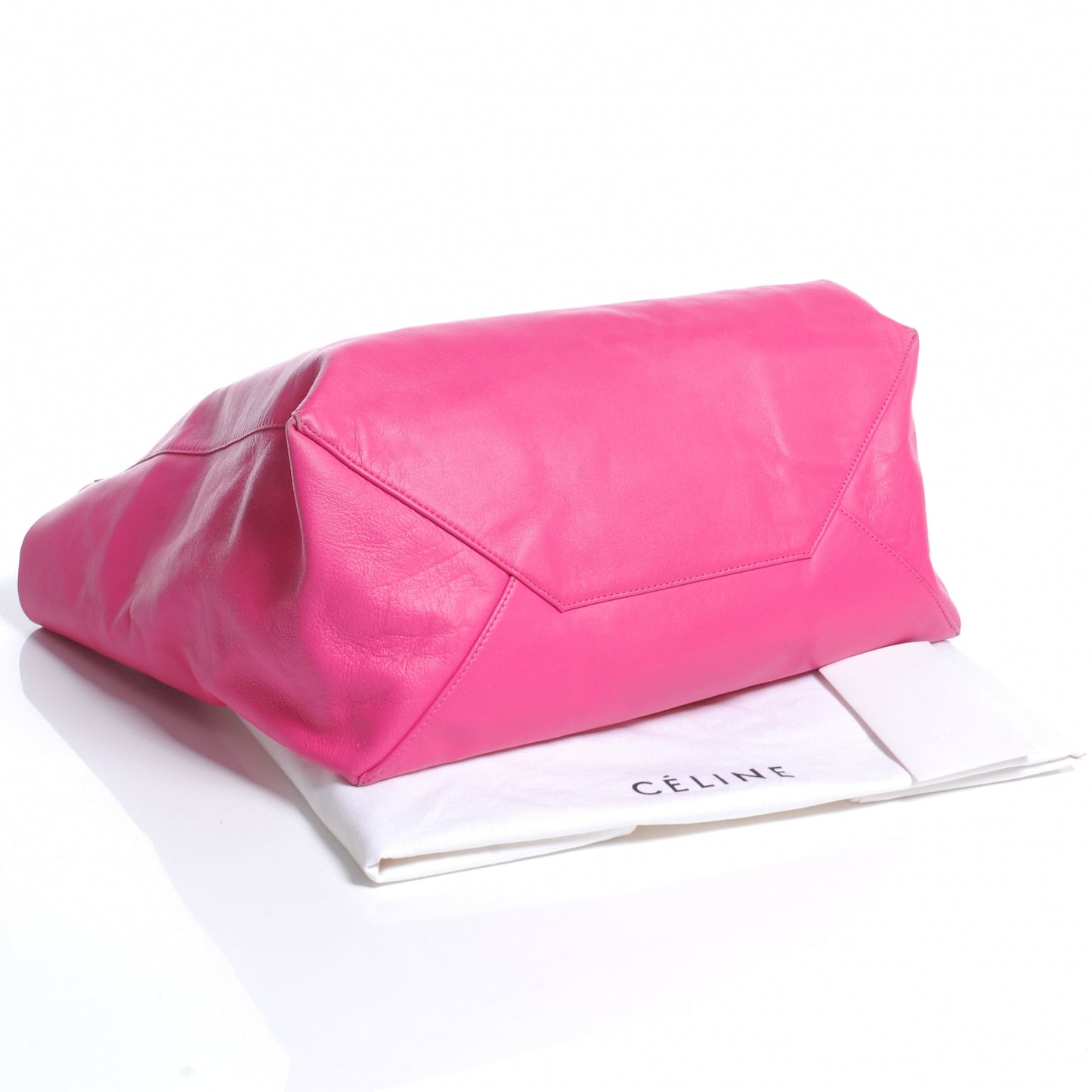 Leather Horizontal Cabas Fuschia