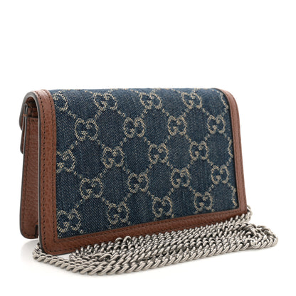 Gucci New Denim GG Monogram Dollar Calfskin Enamel Super Mini Dionysus Shoulder Bag Blue Tea Cuir Epilog Electric Blue 3 of 10