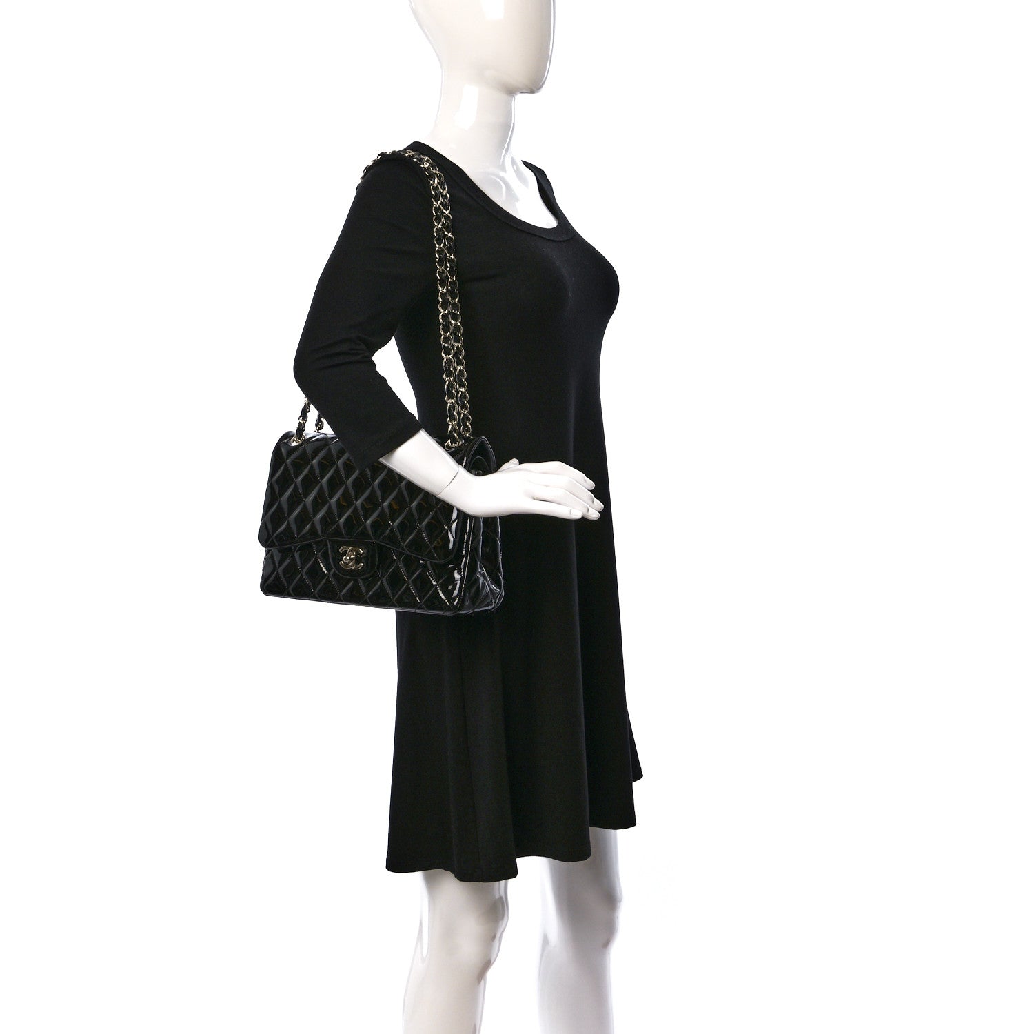 Chanel Patent Quilted Jumbo Double Flap Black 3 of 14