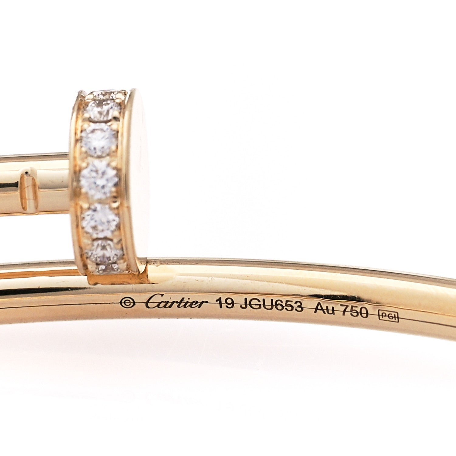 Cartier 18K Yellow Gold Diamond Small Juste Un Clou Bracelet 19 3 of 4