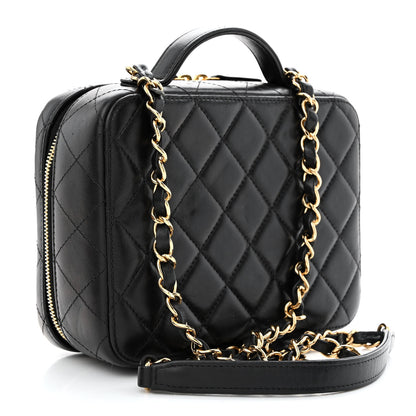 Chanel Lambskin Metal Quilted Golden Plate Vanity Case Black Golden Plate Vanity Case Black Gold 3 of 12