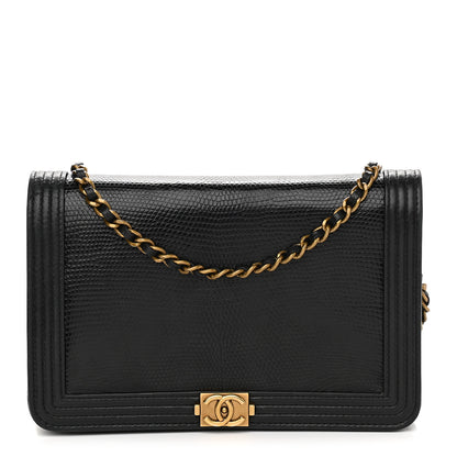 Chanel Lizard Calfskin Boy Wallet on Chain WOC Black 1 of 11