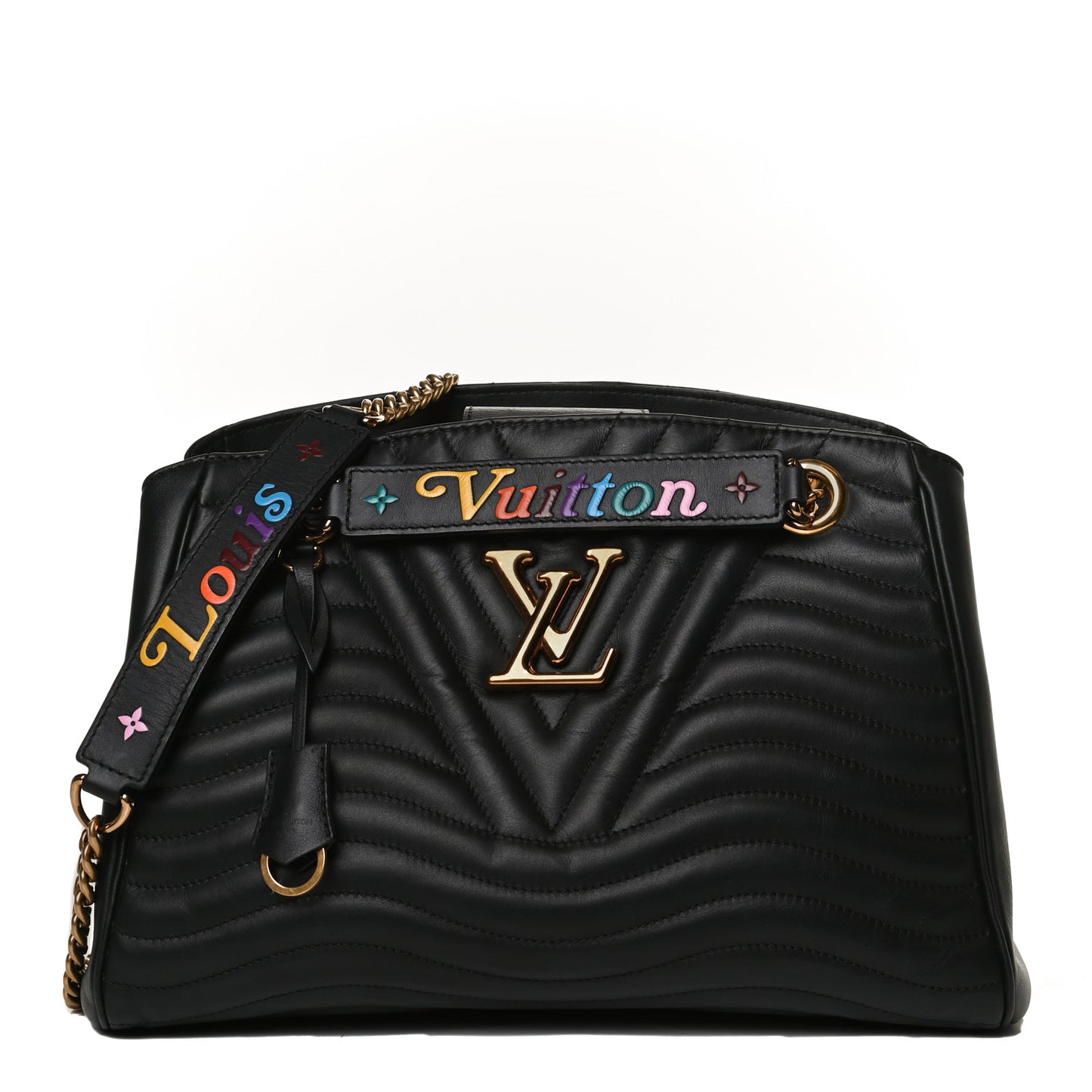 Calfskin New Wave Chain Tote Black