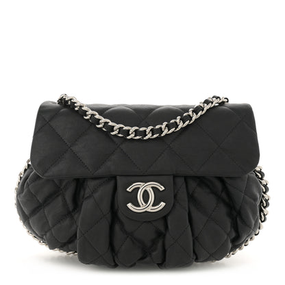 Chanel Washed Lambskin Quilted Medium Chain Around Flap  Black 1 of 10
