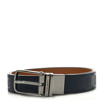 Louis Vuitton Damier Infini Calfskin 35mm Slender Reversible Belt Blue 1 of 5