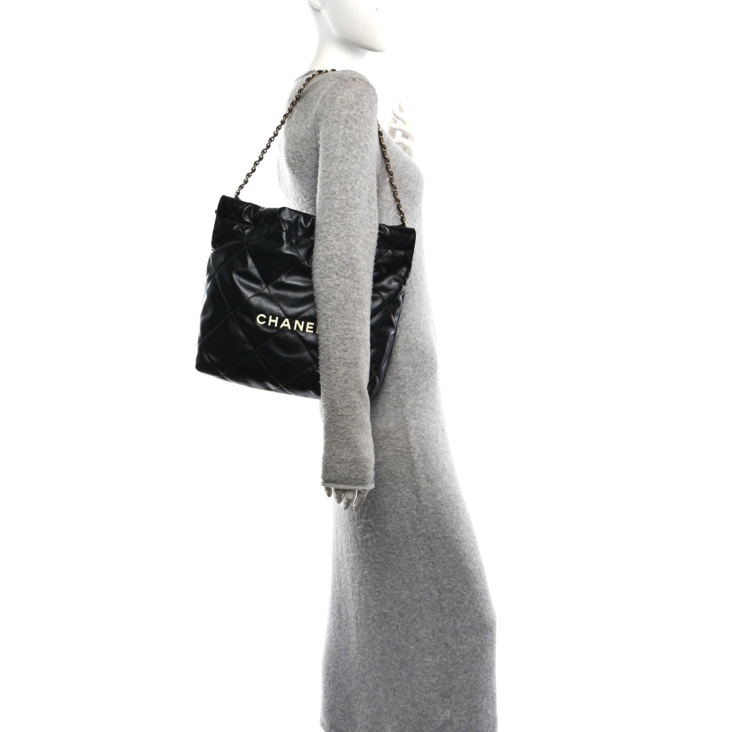 Chanel Calfskin Quilted Small Chanel 22 Black 2 of 12