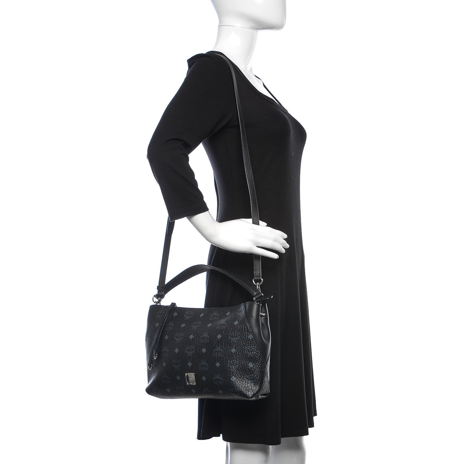 MCM Visetos Medium Klara Shoulder Bag Black 2 of 11