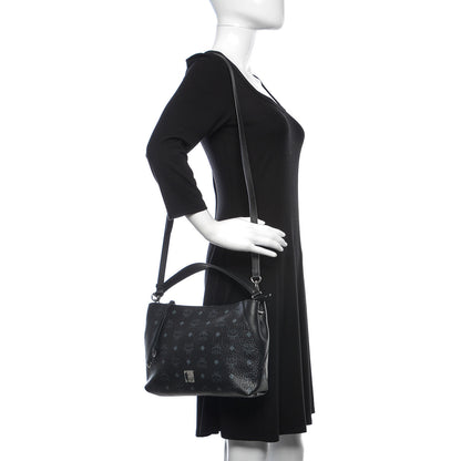 MCM Visetos Medium Klara Shoulder Bag Black 2 of 11