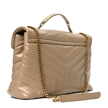 Saint Laurent Calfskin Y Quilted Monogram Medium Loulou Chain Satchel Dark Latte 2 of 4