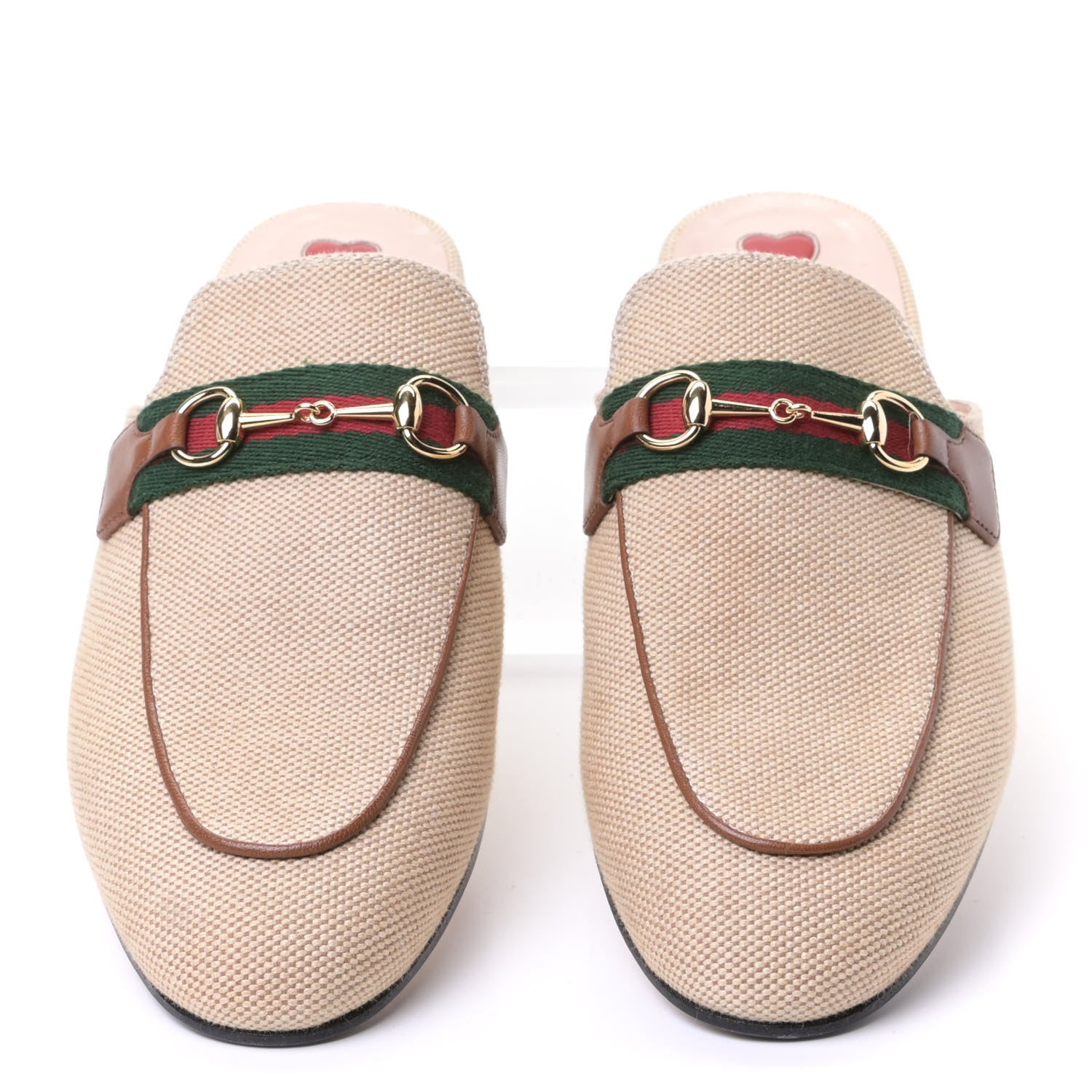 Gucci Canvas Vintage Charlotte Web Princetown Slippers 41 Sand Cuir 3 of 11
