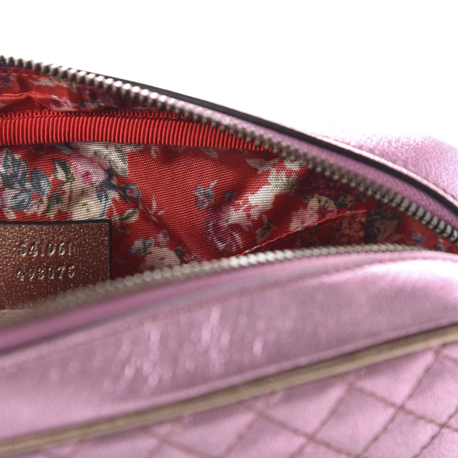 Gucci Laminated Nappa Trapuntata Small Zumi Shoulder Bag Rosa Lago Rame 6 of 11