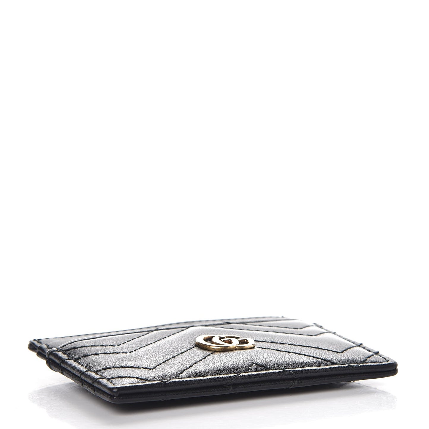 Calfskin Matelasse GG Marmont Card Holder Black
