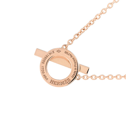 Hermes 18K Rose Gold Diamond Finesse Pendant Necklace 4 of 5