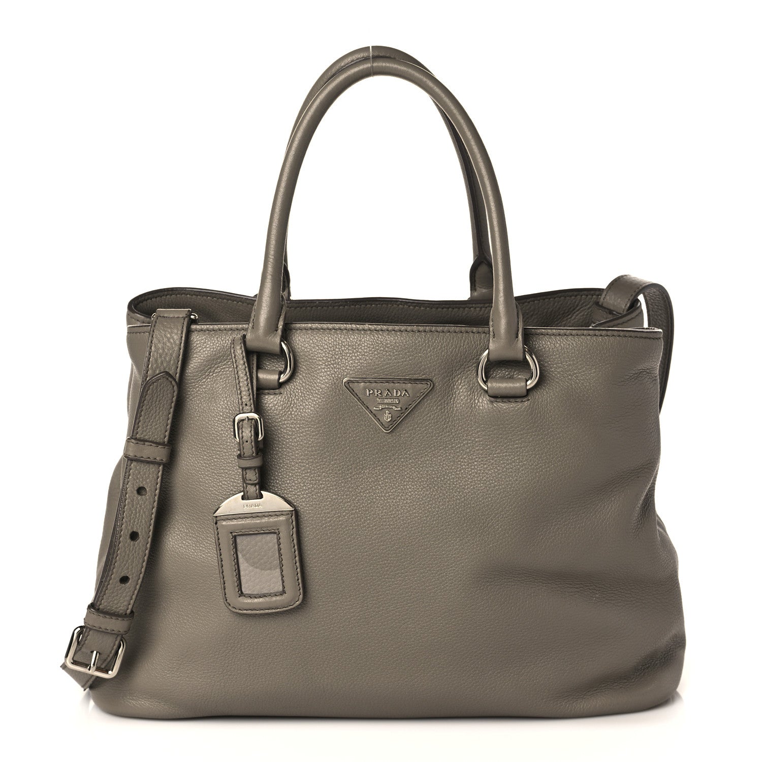 Prada Soft Calf Double Zip Shoulder Bag Argilla 1 of 7
