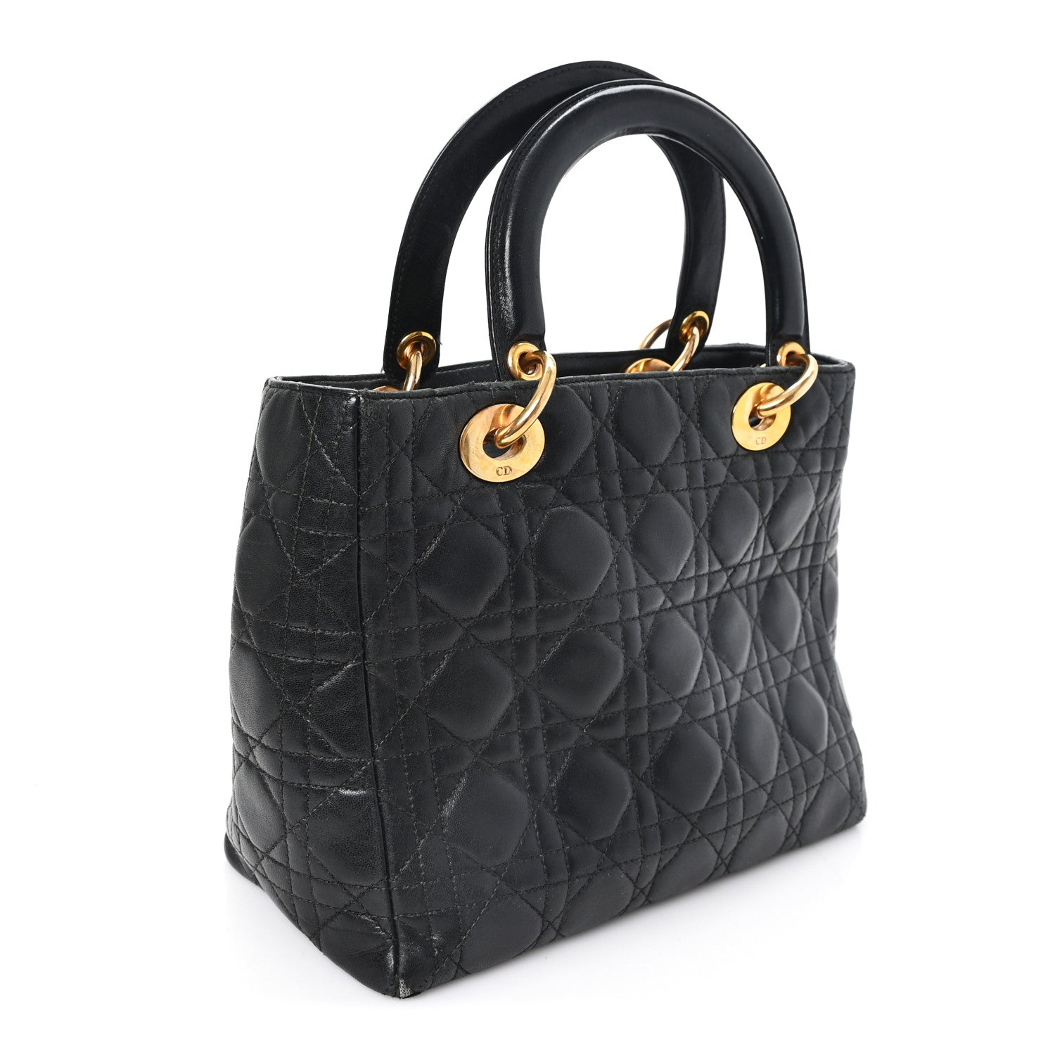 Christian Dior Lambskin Cannage Medium Lady Dior Black 3 of 12