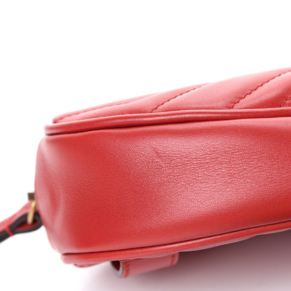 Gucci Calfskin Matelasse GG Marmont Belt Bag 95 38 Hibiscus Red 10 of 11